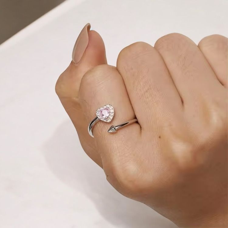 925 Sterling Silver Pink CZ Ring - Image 5