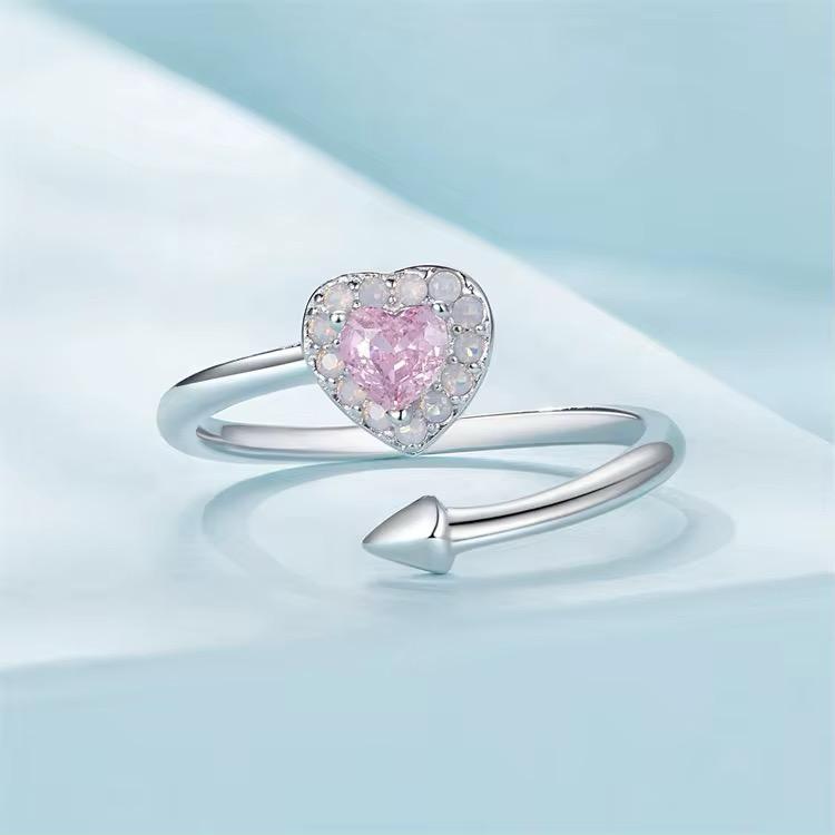 925 Sterling Silver Pink CZ Ring - Image 3