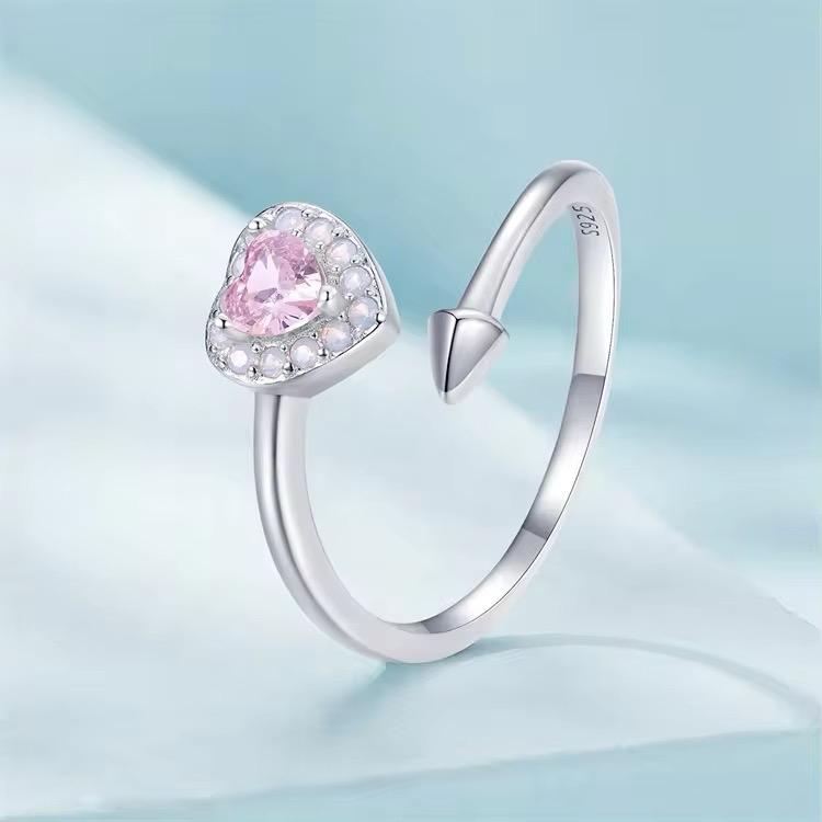 925 Sterling Silver Pink CZ Ring - Image 4