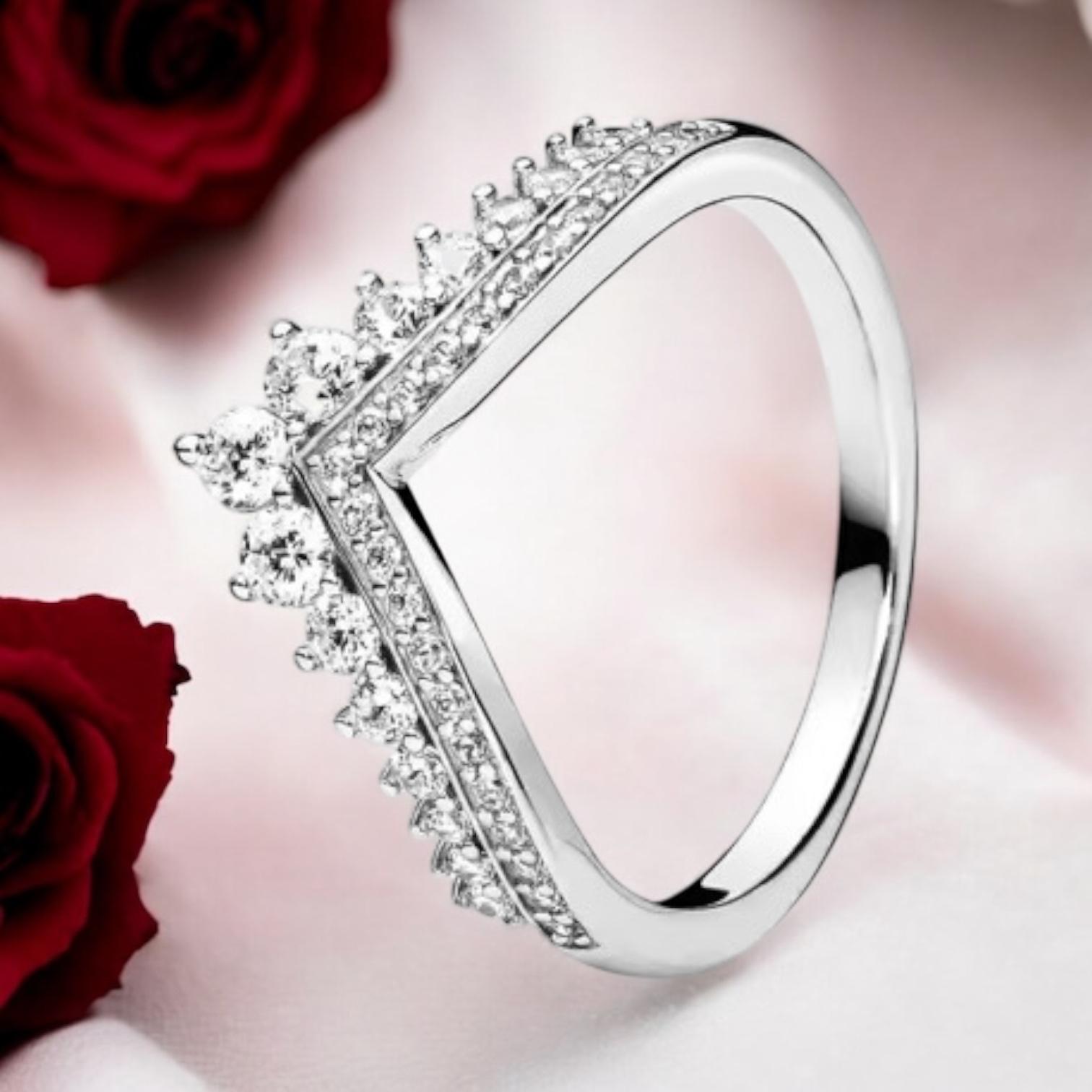 925 Sterling Silver Princess Wishbone Ring - Image 4