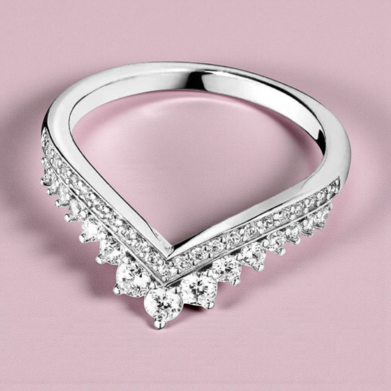 925 Sterling Silver Princess Wishbone Ring - Image 7