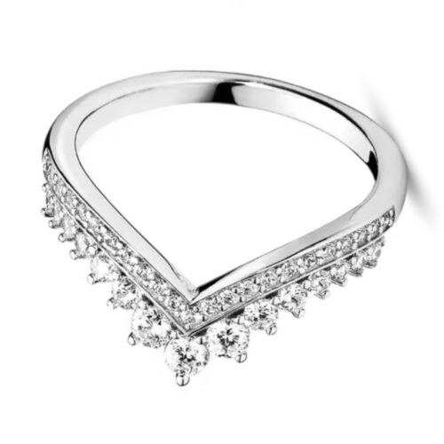 925 Sterling Silver Princess Wishbone Ring