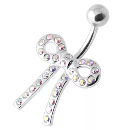 Tied Bow Jewelled Belly Bar