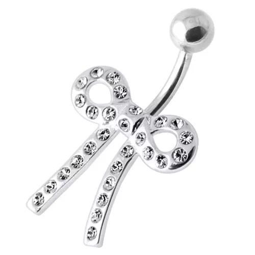 Tied Bow Jewelled Belly Bar