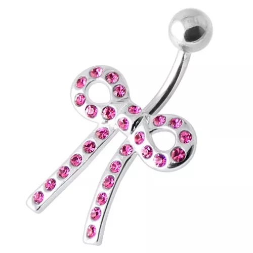 Tied Bow Jewelled Belly Bar