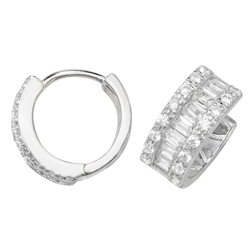 Silver Hinged CZ Earrings