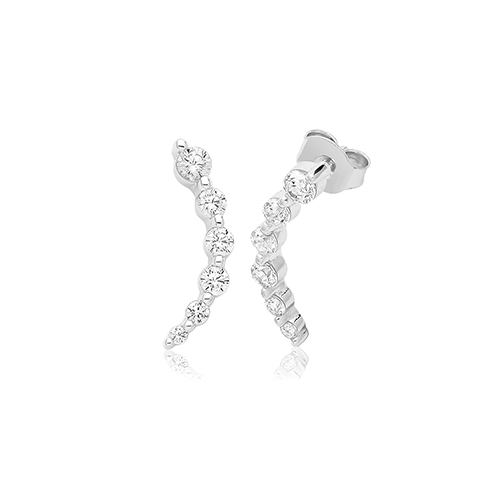 CZ Stud Climber Earrings