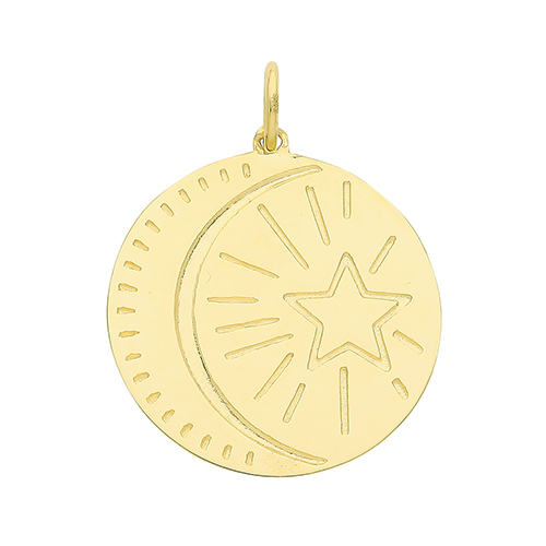 Moon And Star Disk Pendant
