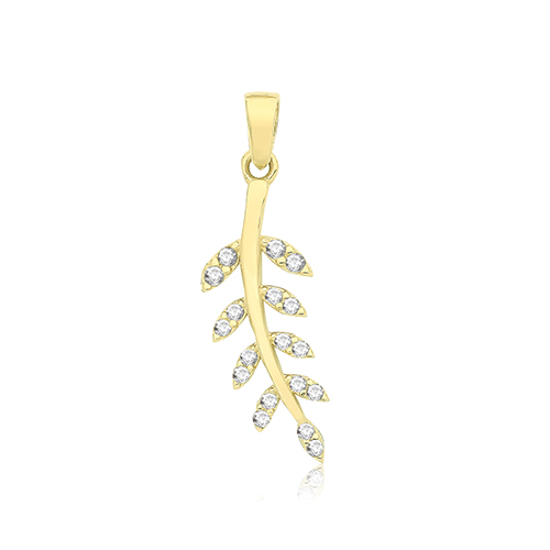 Cz Leaf branch pendant