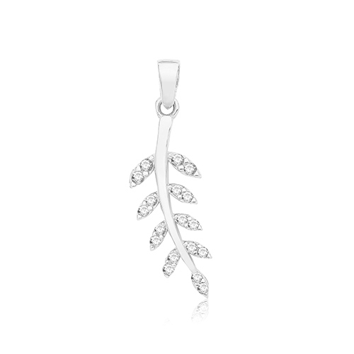CZ Leaf Branch Pendant