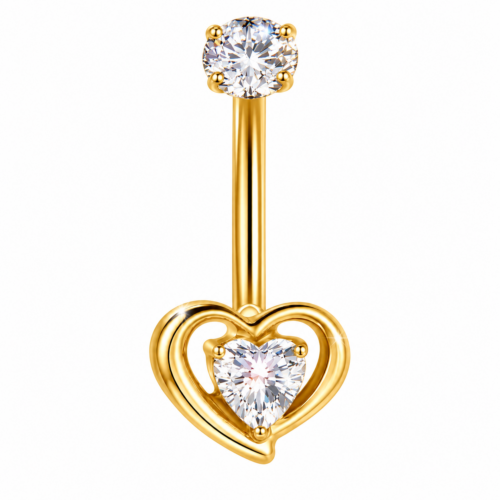 Heart With CZ Belly Bar
