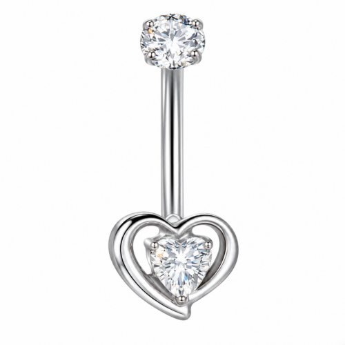 Heart With CZ Belly Bar