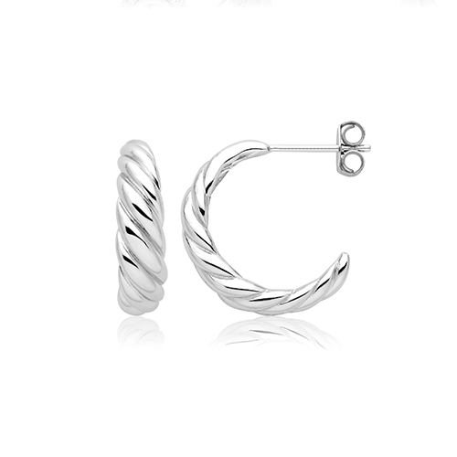 Twisted Dome Stud Hoop Earrings