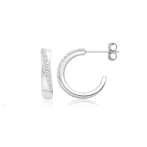 Twisted Stud Hoop Earrings