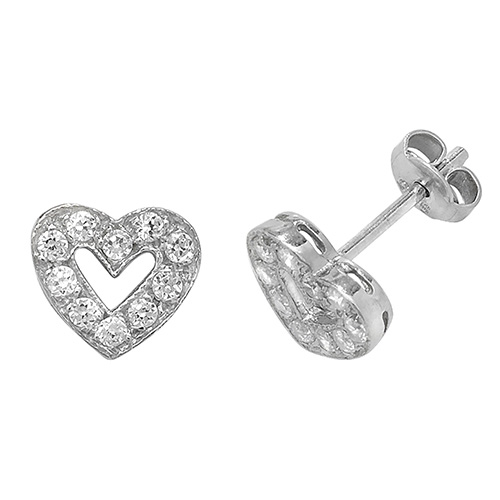 925 Sterling Silver Heart Stud Earrings