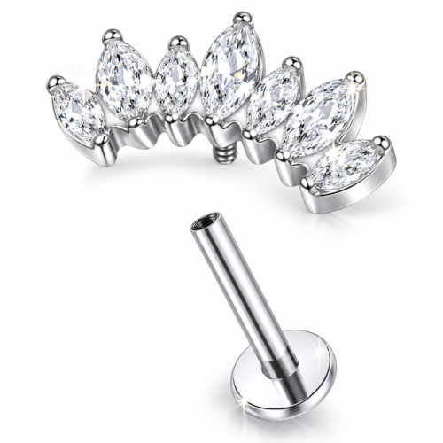 Crown Internally Threaded Labret Flatback Labret