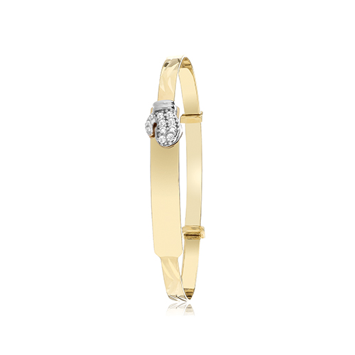 9ct Yellow Gold CZ Babies Boxing Glove Bangle