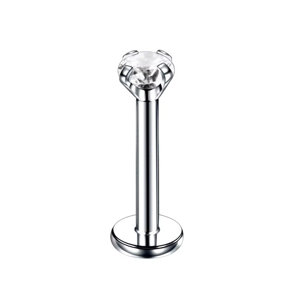 CZ Crystal Threaded Labret Flatback
