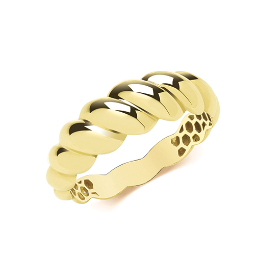 9ct Yellow Gold Croissant Shape Dome Ring