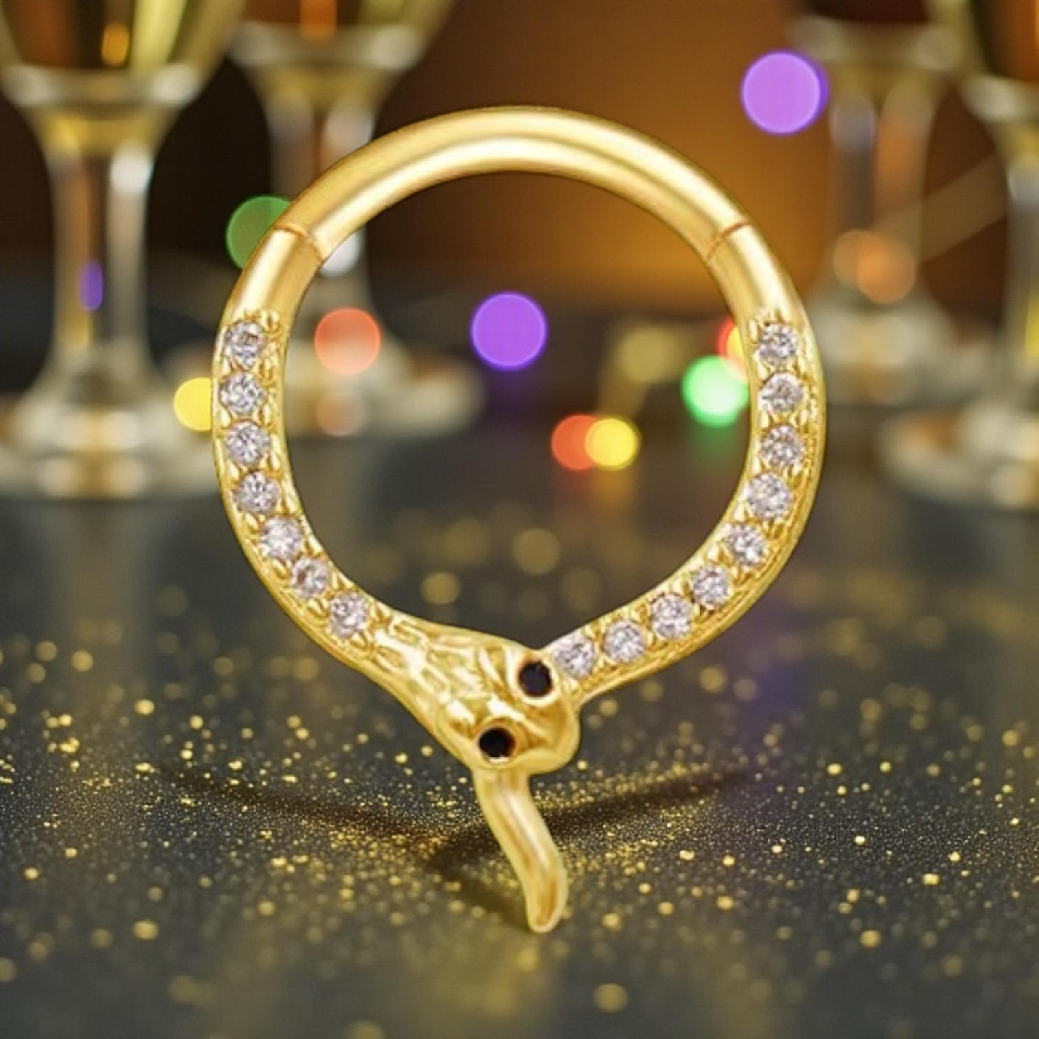 New Karma 316L Surgical Steel Snake Septum Ring- Gold - Image 3