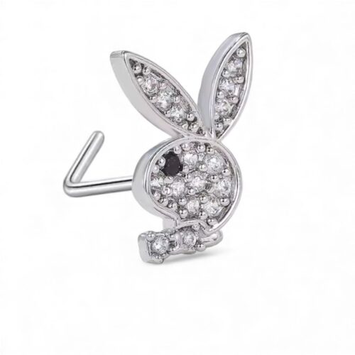 316L Surgical Steel L-Shaped Playboy Bunny Nose Stud 0.8mm