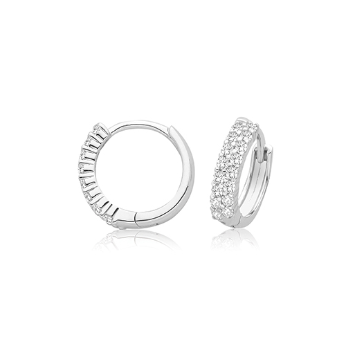 2 ROWS CZ HINGED EARRINGS