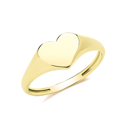 9ct Yellow Gold Heart Signet Ring