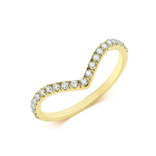 9ct Yellow Gold CZ Set Wishbone Ring