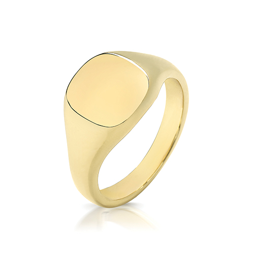 9ct Yellow Gold 11x10mm Heavy Weight Cushion Signet Ring