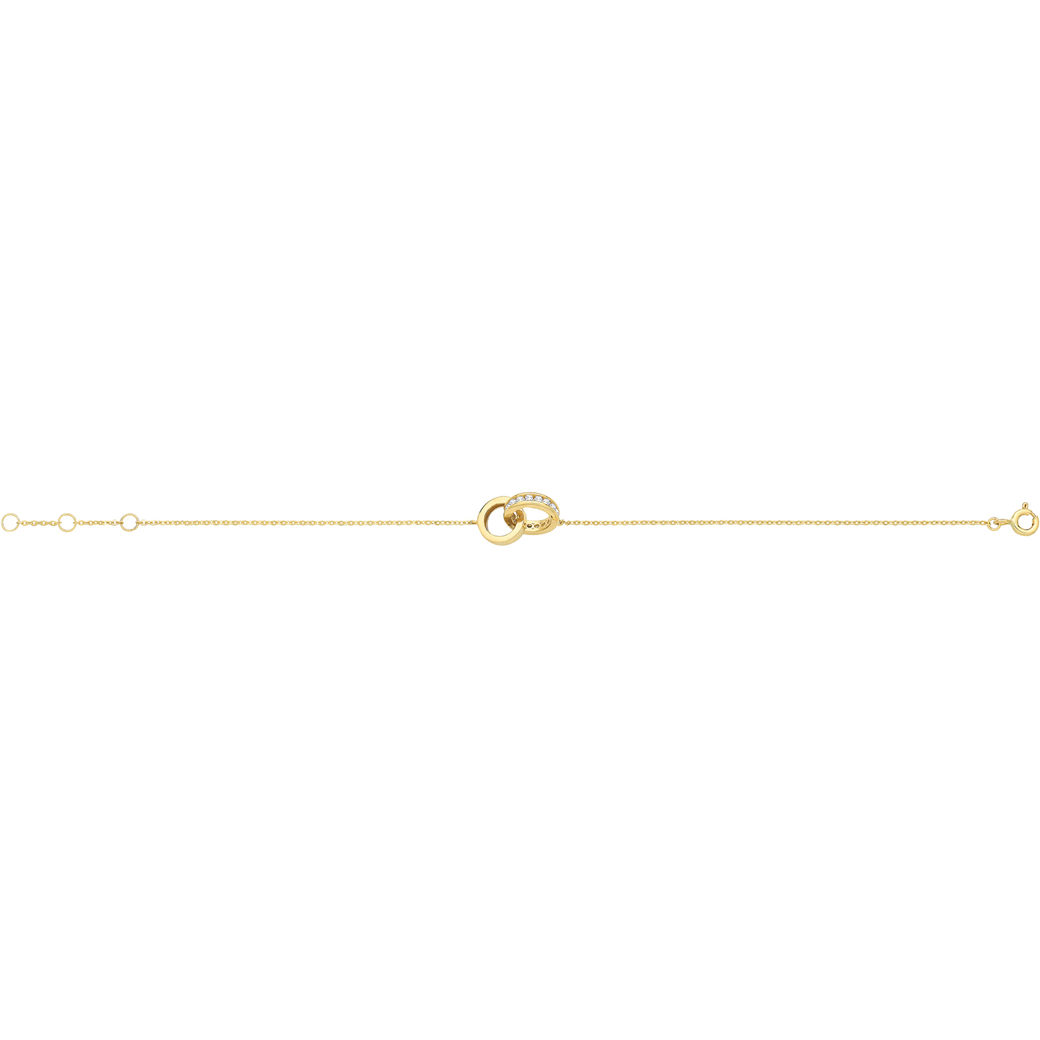 9ct Yellow Gold CZ Interlocking Circle Bracelet