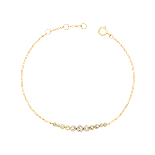9ct Yellow Gold Graduated CZ Bracelet 1.10g - Image 2
