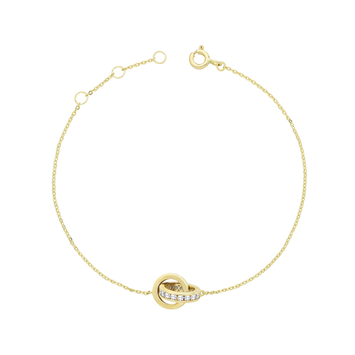 9ct Yellow Gold CZ Interlocking Circle Bracelet - Image 2