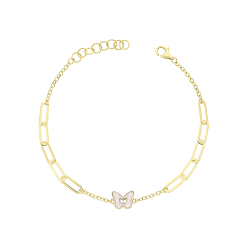 9ct Yellow Gold White Enamel Butterfly Bracelet 2.10g - Image 2