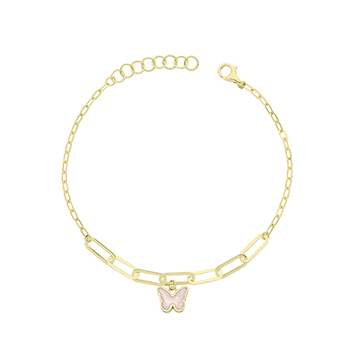 9ct Yellow Gold White Enamel Butterfly Bracelet 1.84g - Image 2