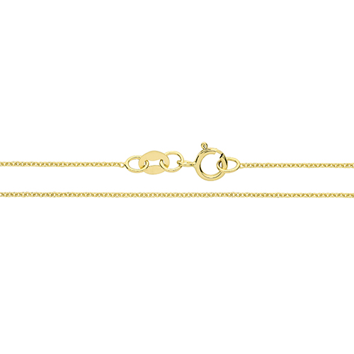 9ct Yellow Gold Cable Chain 16"  16+1+1" 18" 20" [0.96g - 1.21g]