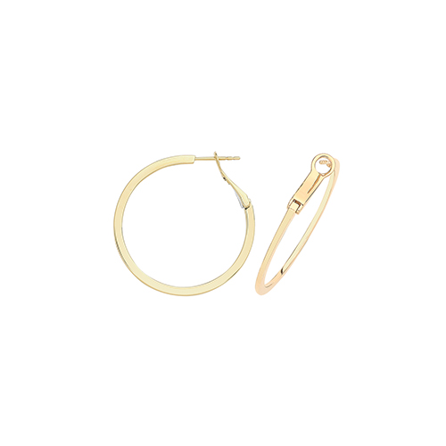 9ct Yellow Gold Solid Omega Back Hoop Earrings 6.50g
