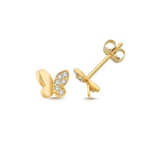 CZ Butterfly Stud Earrings