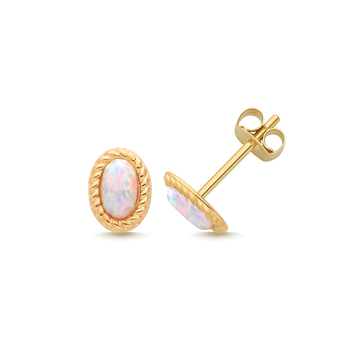 Opal Oval Stud Earrings