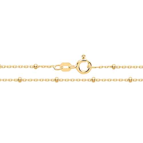925 Sterling Silver Gold Plated Rolo Bead Chain 07" 10" 16" 18" 20" 22" 24" [1.00g - 2.90g]