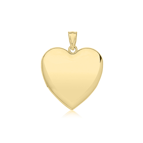 9ct Yellow Gold Plain Heart Locket Pendant Charm 26mm x 23mm 4.05g