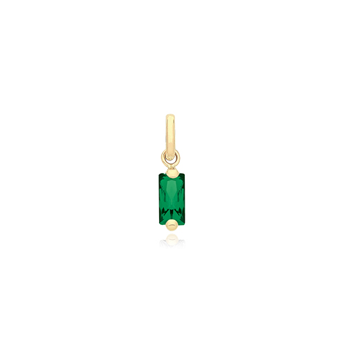 9ct Yellow Gold Baguette Shaped Emerald Green CZ Pendant Charm 0.20g