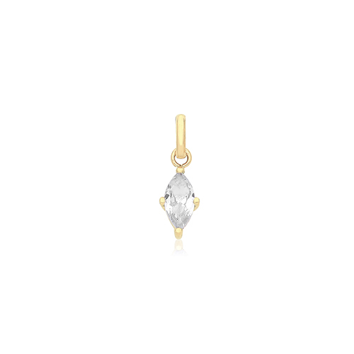 9ct Yellow Gold Marquise Shaped CZ Pendant Charm 0.32g