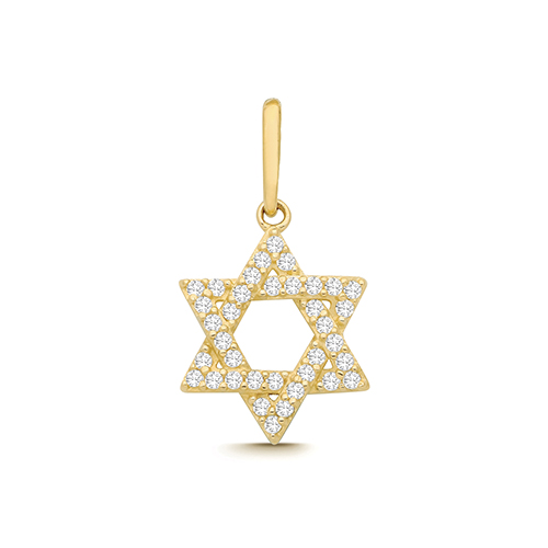 9ct Yellow Gold CZ Star of David Pendant Charm 0.43g