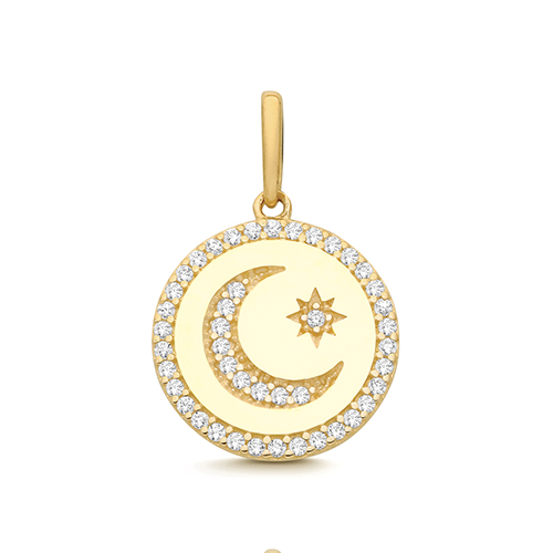 Moon And Star Disc Pendant