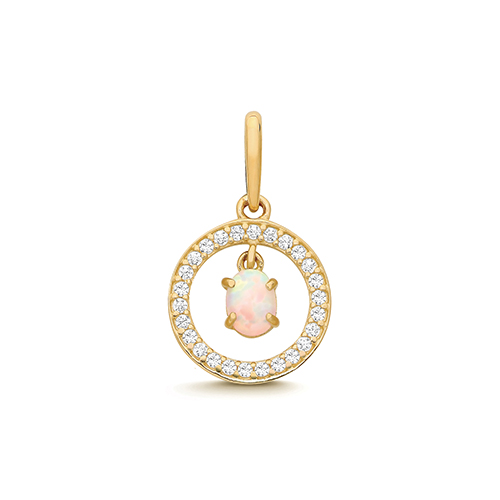 Gold Opal And CZ Pendant