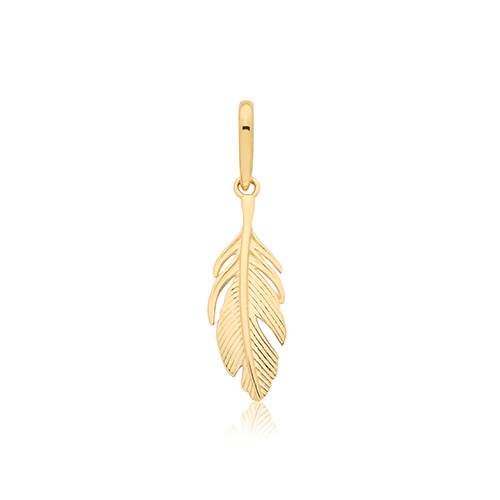 9ct Yellow Gold Feather Pendant Charm 0.31g