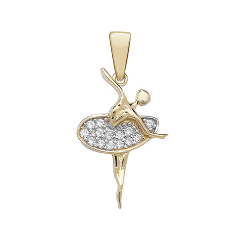 Gold CZ Ballerina Pendant