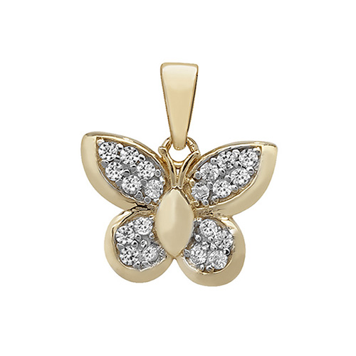 Gold CZ Butterfly Pendant