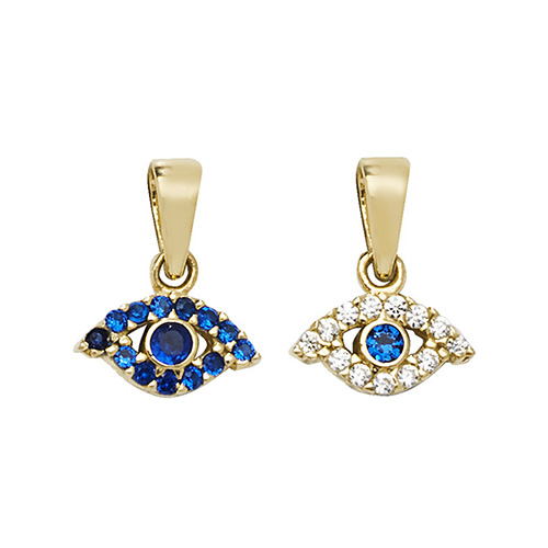 9ct Yellow Gold Evil Eye Pendant Charm 0.85g