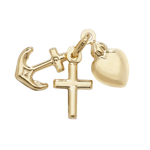 9ct Yellow Gold Faith, Hope And Charity Pendant Charm 0.94g